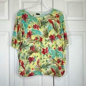🤎 Talbots Lightweight Floral Knit Top Birds - Size 1X